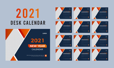 Set of 12 Months Desk Calendar for 2021, Table Calendar Design for 2021, Caproate Calendar Design