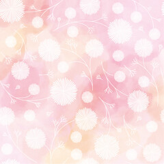 白い花のパターンの水彩背景　ベクター