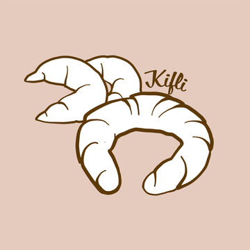 Hand-drawn Kifli bread illustration