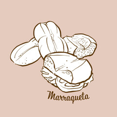 Hand-drawn Marraqueta bread illustration