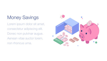 
Money savings isometric illustration design
