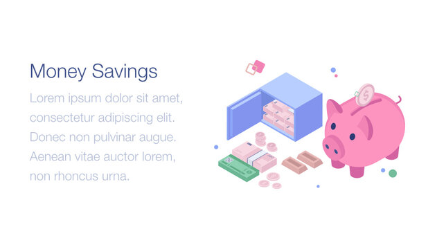 
Money savings isometric illustration design
