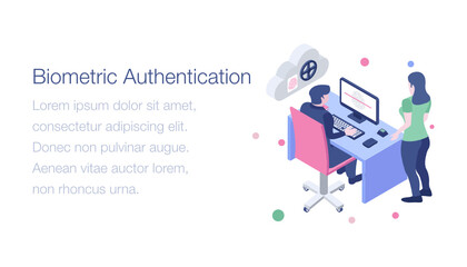 
Cloud biometric authentication isometric illustration 
