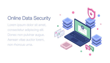 
Isometric illustration of online data security 
