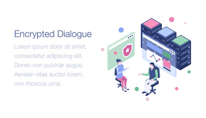 
Encrypted dialogue isometric illustration design
