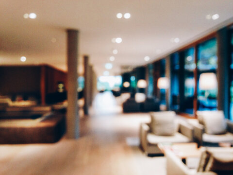 Stylish Modern Hotel Lobby Defocused