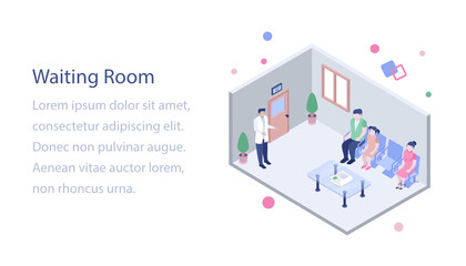 
Hospital waiting room isometric illustration 
