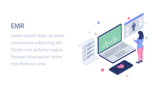 
Online emr isometric illustration design

