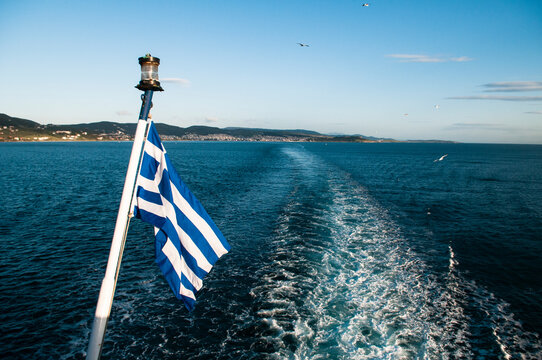 Travelling by ferry amongst the Greek Islands, Greece.