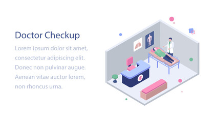 
Illustration of doctor check up in isometric design

