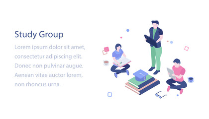 
Isometric illustration of study group design 
