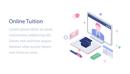 
Isometric illustration of business education 
