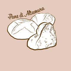 Hand-drawn Pane di Altamura bread illustration