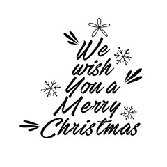 Wish you a Merry Christmas. Merry Christmas. Vector. Lettering. Phrase