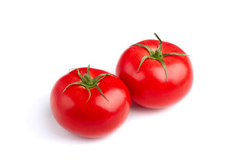 Closeup of tomatoes on the isolated on white