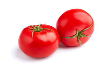 Closeup of tomatoes on the isolated on white