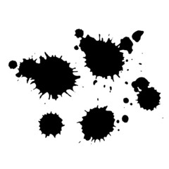 Black ink spots set. Splashes isolated on white background. Vector illustration.