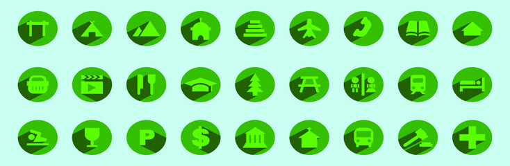 set of map element and location cartoon icon design template with various models. vector illustration isolated on blue background