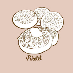 Hand-drawn Pikelet bread illustration