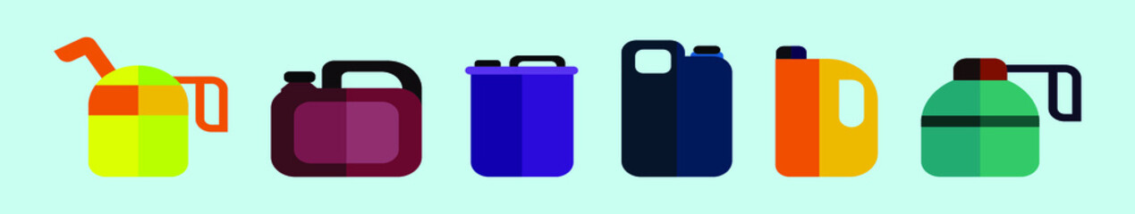 set of engine oil cartoon icon design template with various models. vector illustration isolated on blue background