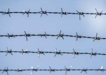 Four strands of barbed wire