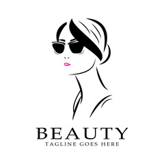 beauty women face logo icon vector template.