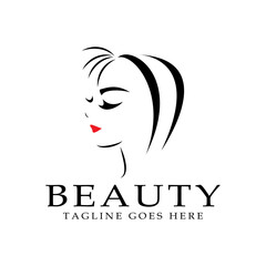 beauty women face logo icon vector template.
