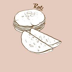 Hand-drawn Roti bread illustration