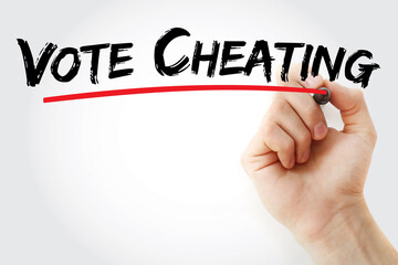 Vote cheating text with marker, concept background