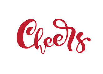 Cheers hand drawn calligraphy elegant phrase for your design. Custom hand lettering. Can be printed on greeting cards, paper and textile designs