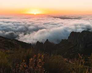 Sunrise at pico do arieiro above the clouds