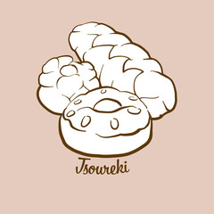 Hand-drawn Tsoureki bread illustration