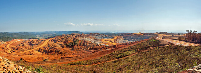 Panoramic view of an open pit mine in Africa 
