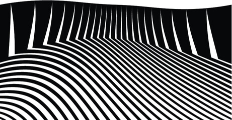 Naklejka premium Abstract warped Diagonal Striped Background . Vector curved twisted slanting, waved lines texture