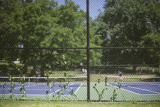 Tennis court in a park