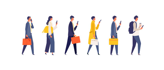 Walking businessman character design in different poses.