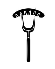 fork with sausage food isolated icon