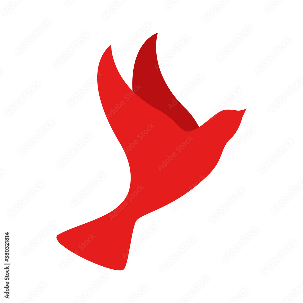 Sticker red dove icon design, Freedom peace and nature theme Vector illustration