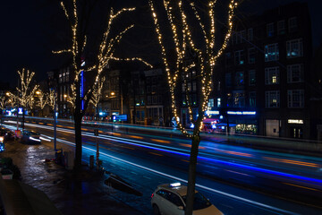 A long exposure photo took in a street of Amsterdam.