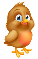 A cute robin Christmas cartoon baby bird mascot illustration