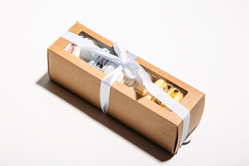 macarons in a box on a white background 