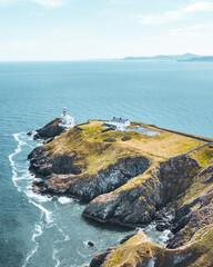Aerial capture of The Baily Lighthouse At Howth