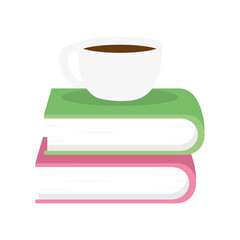 coffee cup on books design, Education literature and read theme Vector illustration