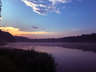 Fototapeta premium sunset over the river