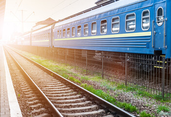 Obraz premium beautiful train with sunset