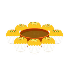 Phuchka is indian food. Gol gappe cartoon vector on white background.