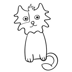 Cute kitty Vector doodle illustration. Kitten doodle