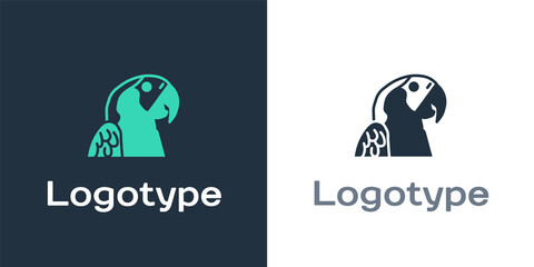 Logotype Macaw parrot bird animal icon isolated on white background. Animal symbol. Logo design template element. Vector. © Vadim