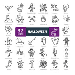 Halloween icons Pack. Thin line icons set. Flat icon collection set. Simple vector icons