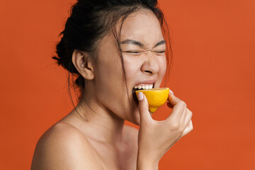 Beauty portrait of a beautiful topless young asian woman